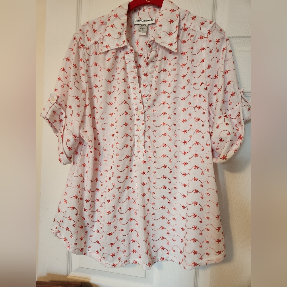 Cathy Daniels floral 3/4 sleeve, sz 1X